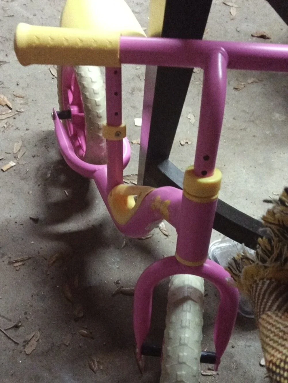 Kids Pink and Yellow Balance Bike - Lightweight Toddler Ride-On